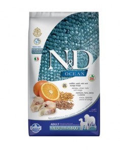 NATURAL & DELICIOUS OCEAN MERLUZZO FARRO AVENA ARANCIA M/M KG.12