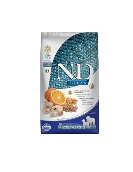 NATURAL & DELICIOUS OCEAN MERLUZZO FARRO AVENA ARANCIA M/M KG.12