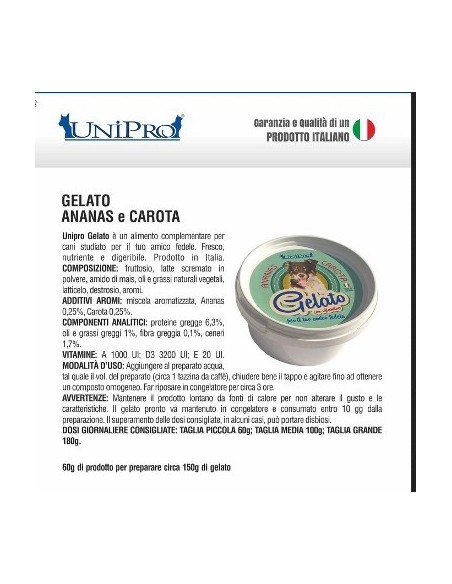 UNIPRO GELATO ANANAS E CAROTE GR.60