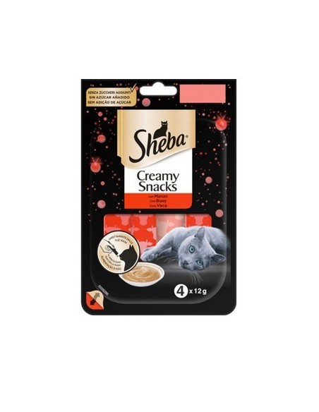 SHEBA CREAMY SANCKS CON MANZO 4X12 GR