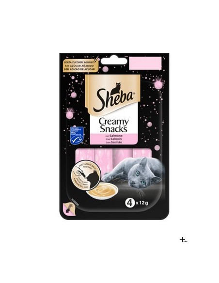 SHEBA CREAMY SANCKS CON SALMONE 4X12 GR