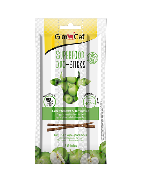 GIMCAT SUPERFOOD DUO-STICKS MANZO/MELA 40 GR