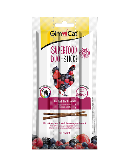 GIMCAT SUPERFOOD DUO-STICKS POLLO/FR.BOSCO 40 GR