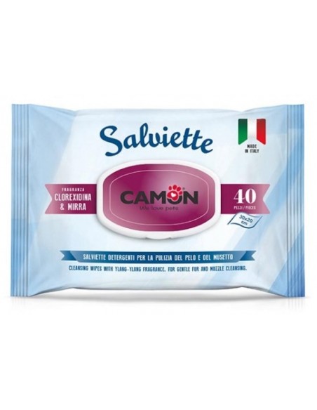 Camon Salviette Mirra e Clorexidina 40 Pz Salviette Detergenti per Cani e  Gatti