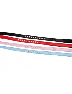 GUINZAGLIO SIMILPELLE CON PERLE E STRASS 15X120